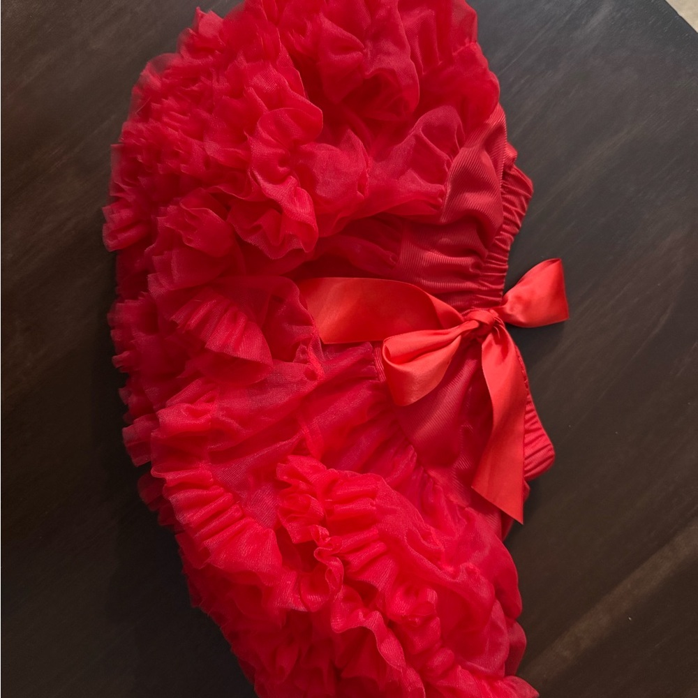 Red Ruffled Skirt with Bow